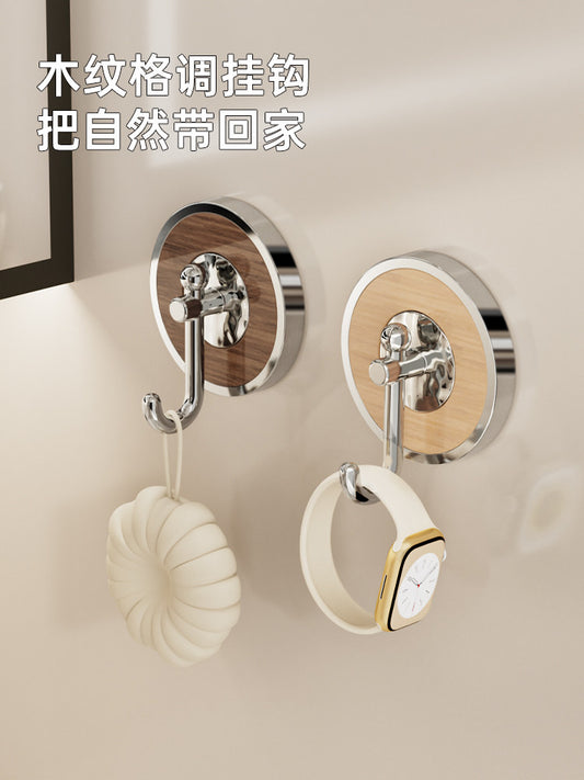 Light luxury wood grain hook viscose strong load-bearing no perforation bathroom bathroom sticky hook wall hanging non-marking towel hook