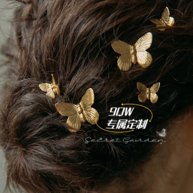9QW self-made ins style light metal butterfly clip niche temperament high-end photo style hairpin side clip