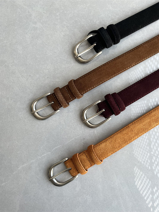 Regular price 400+! Autumn and winter new product nubuck cowhide pin buckle women's belt high-end texture fashion and versatile women's belt