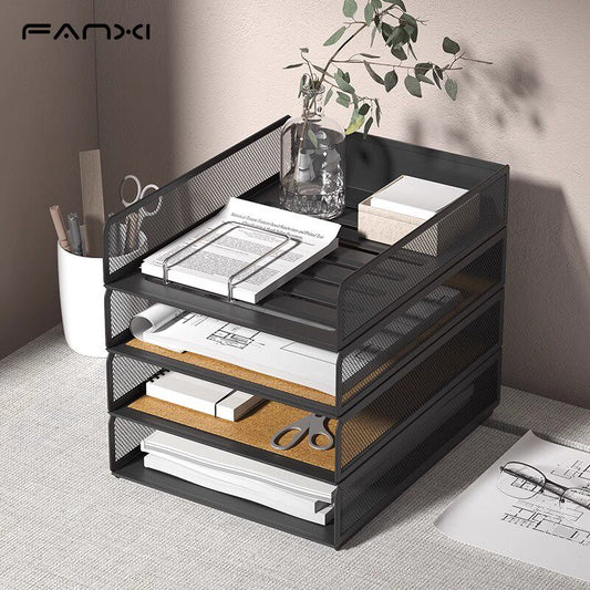 New thickened desktop file shelf, metal file frame, office wrought iron file storage, bookshelf, vertical file frame, desktop stationery, data arrangement, shelves, folders, office supplies