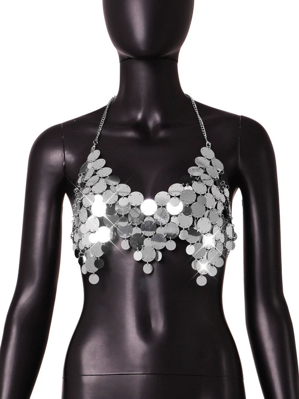 Coco witch pure horny sexy halterneck sequins bar nightclub babes fashion tank top camisoles women's outfits