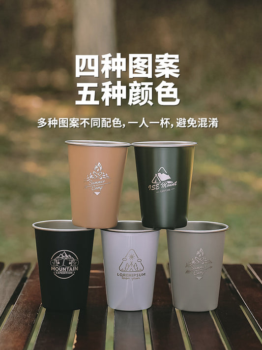 Outdoor 304 stainless steel water cup milk cup liquor cup ins wind coffee cold drink cup camping beer cup 350ml