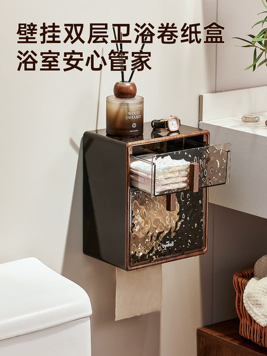 Bathroom paper towel box, toilet paper box, paper drawer box, wall mounted second-hand toilet roll paper box 2025 new model