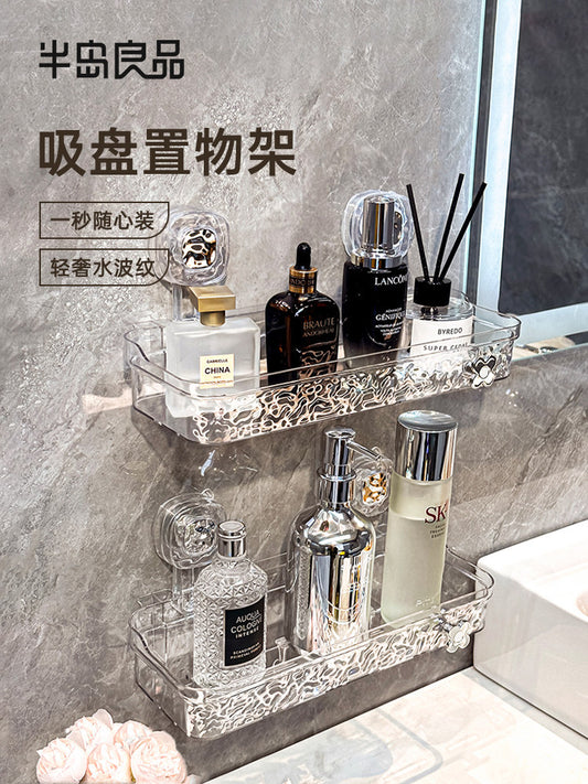 Suction cups, shelves, toilets, bathrooms, washstands, washrooms, wall-mounted, non-perforated wall-hung toilet storage racks