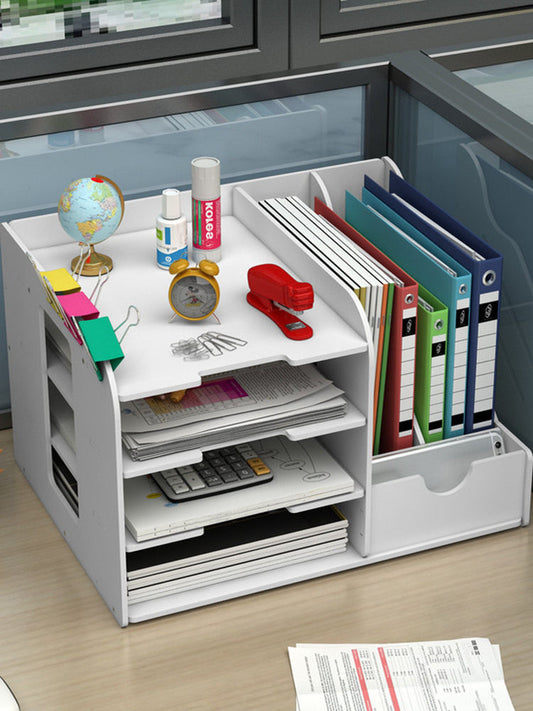 Office supplies document rack quadruple plastic bookshelf desktop data organizer file frame storage rack A4