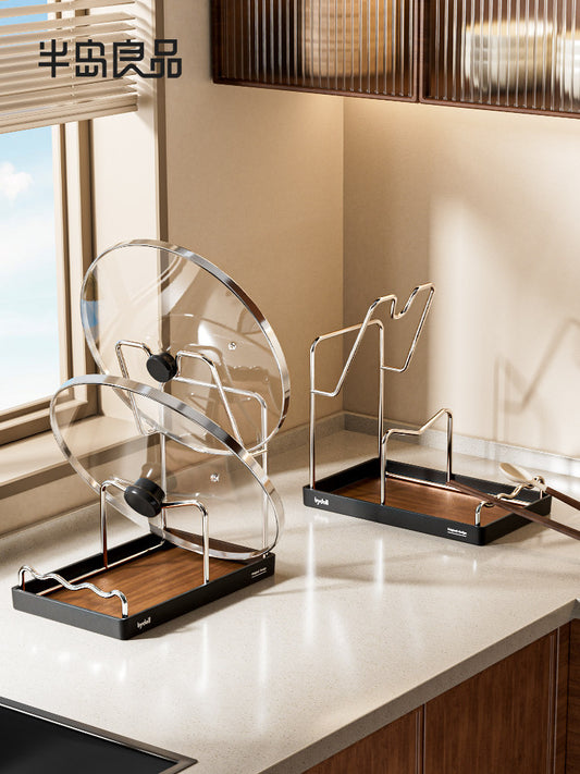 Kitchen pot lid rack countertop multifunctional spatula spoon storage rack pot lid placer storage shelf 2025 new model