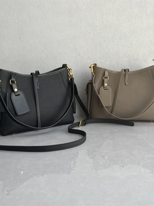 This year's new high-quality top-layer cowhide bucket bag commuter fashion and versatile high-end sense of hand-to-hand one-shoulder crossbody for women