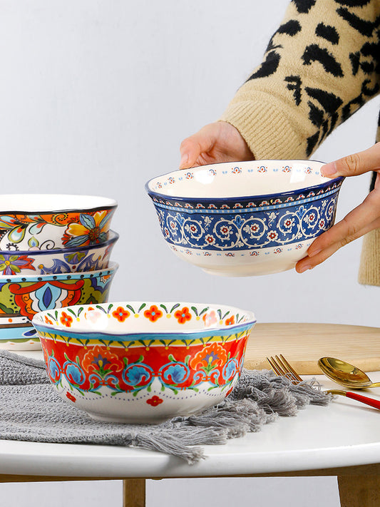 Soup noodle bowls, household breakfast cereal bowls, fruit bowls, high-value tableware, special-shaped thickened ceramic bowls, special for snail powder
