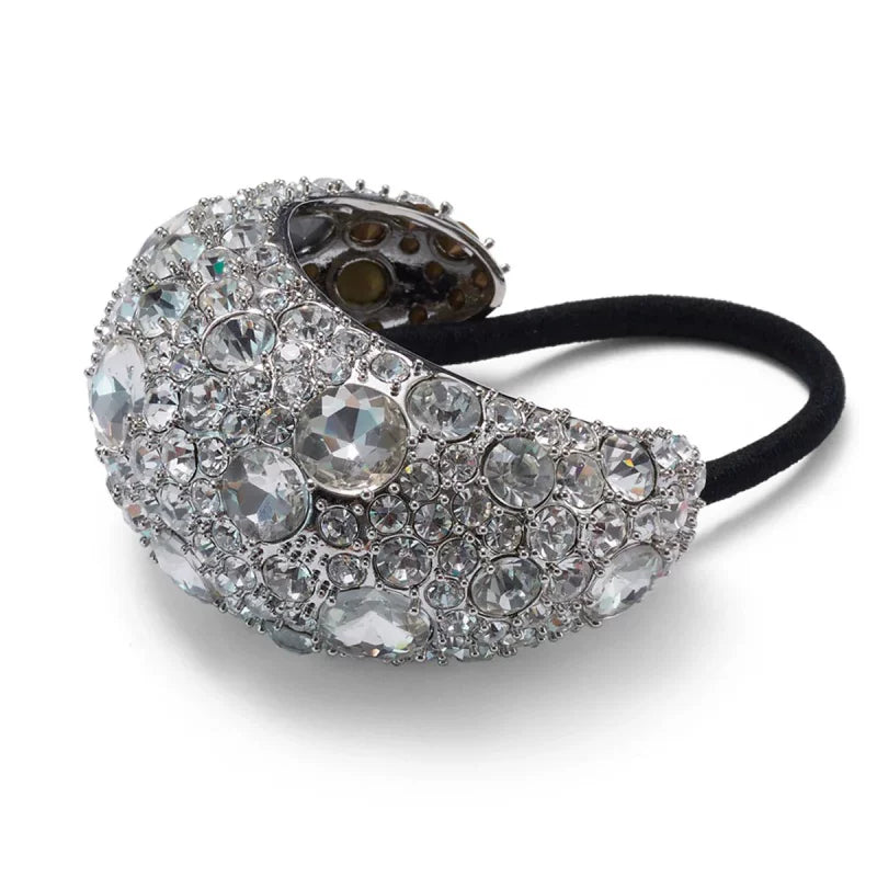 European and American luxury full diamond gemstone headbands high-end low ponytail scrunchies dating glitter diamond hair accessories light luxury hair rope women