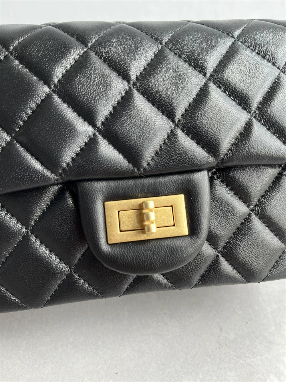 High quality top layer sheepskin small fragrance style small gold ball diamond check chain bag genuine leather classic square fat one shoulder crossbody woman