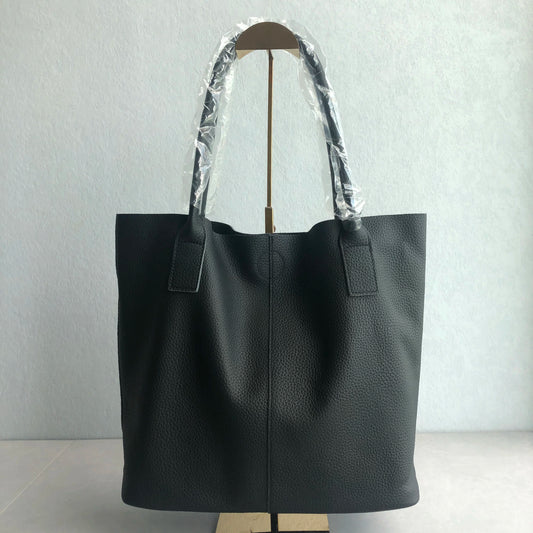 Genuine leather top layer cowhide large-capacity simple tote bag fashionable and versatile, can hold a shopping bag, soft leather shoulder bag