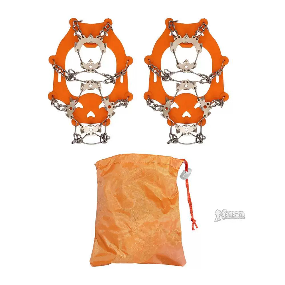 Stainless steel 19-tooth crampons for adults non-slip shoe covers for mountaineering snow spikes ice scratch shoe links road anti-fall snow claws