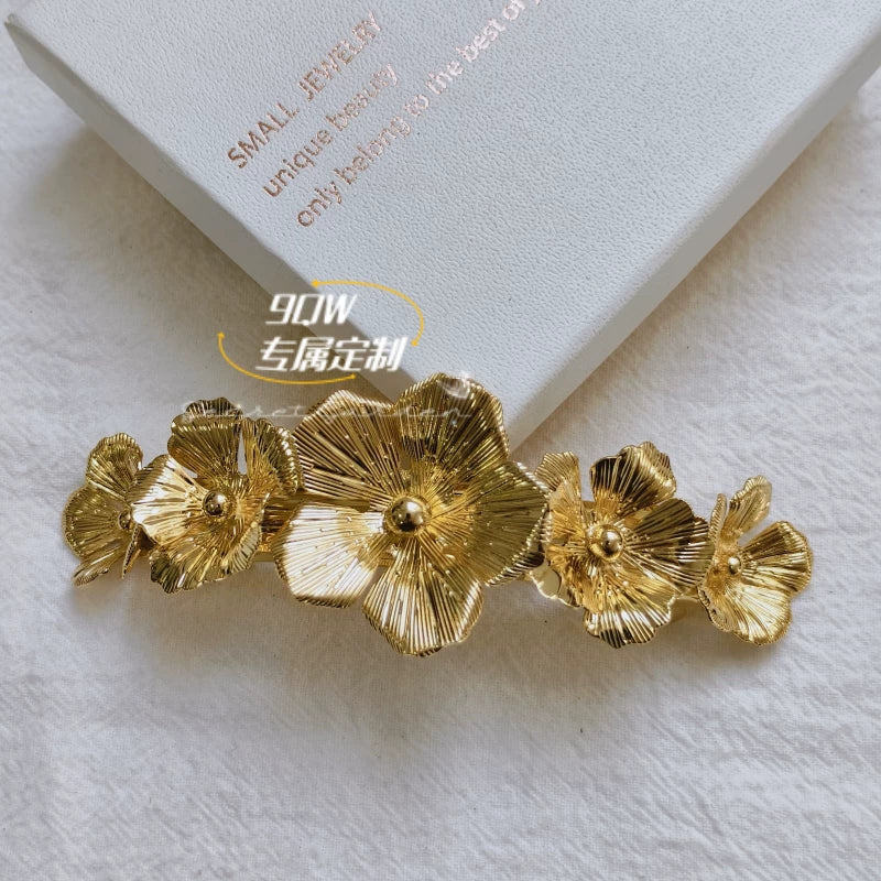 9QW European and American niche design sense metal flower hairpin female high-end temperament versatile low ponytail headdress hair accessories