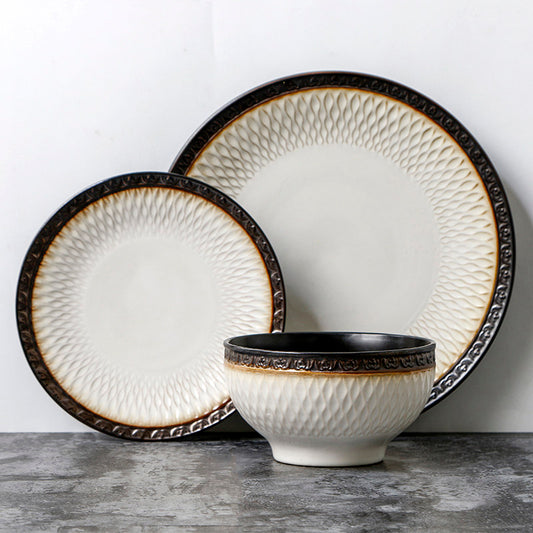 Nordic Ceramic Steak Plate Ins Style Western Dinner Plate Round Household Flat Plate Fruit Plate Large Plate Plate Breakfast Plate