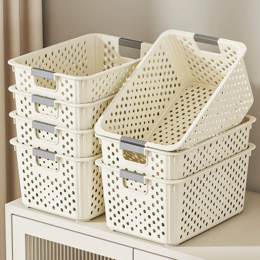 Storage basket: home wardrobe storage children's toys and miscellaneous snacks, kitchen plastic storage box, desktop storage basket