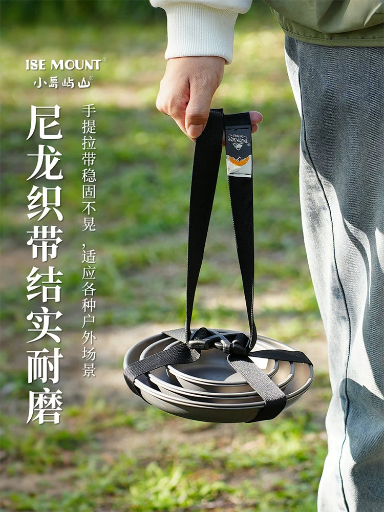 ISE MOUNT Outdoor Round Pot Storage Strap Portable Storage Tableware Kitchenware Plate Storage Strap