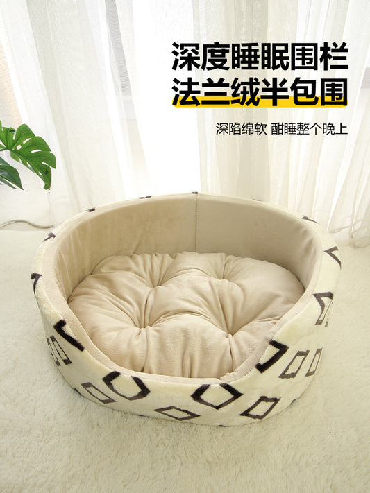 Cat nest winter warmth, semi-enclosed sense of security, removable and washable cat shelter large flannel pet nest