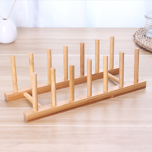 Japanese natural nanba plate rack kitchen storage bamboo single-layer container compartment display rack home book storage rack