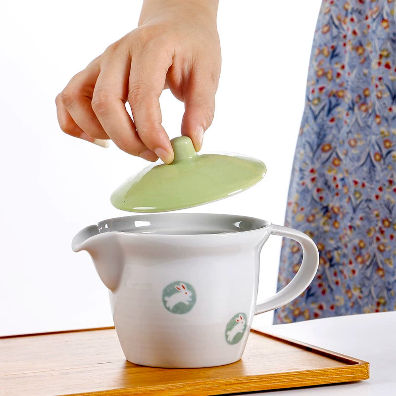 Japan Imported Gaiwan Tea Cup Ceramic Tea Set 260ml Small Fresh Hand Painted Rabbit Tea Bowl with Lid Cup Single