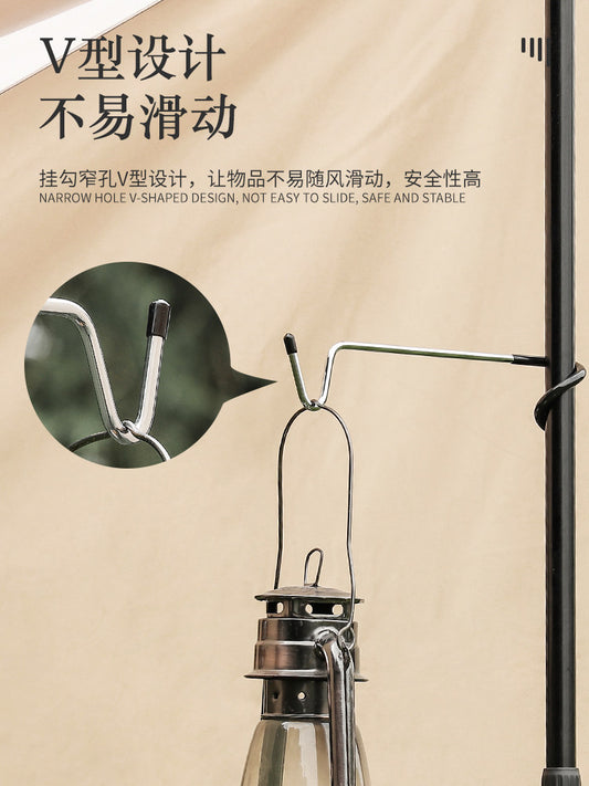 Portable Long Hook Outdoor Camping Light Pole Camping S Non-Slip Multifunctional Pig Tail Wrought Iron Storage Hanger