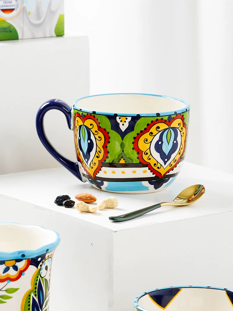 Creative mugs, ceramic water cups, European style home coffee mugs, large milk mugs, breakfast cereal cups, tea cups