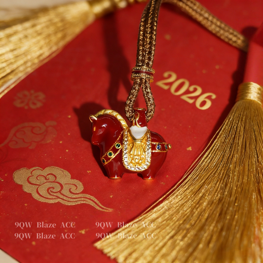 National Tide New Year's Red Tang Horse Pendant Necklace Women's 2026 Year of the Horse Natal Zodiac High-end Sweater Chain
