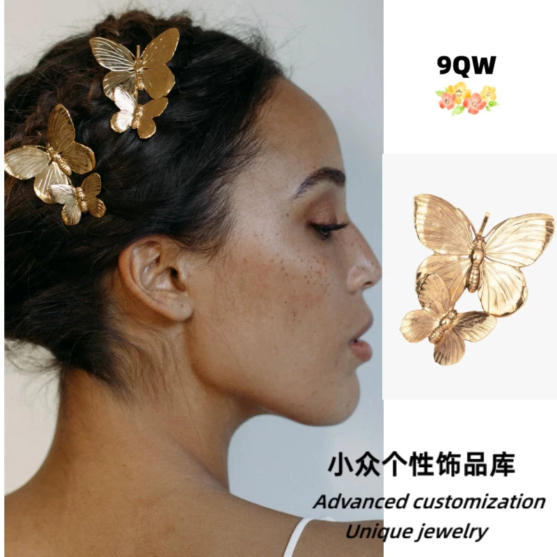 9QW European and American niche design, light butterfly clip, new side clip, bridesmaid, fairy accessories, hairpin headdress