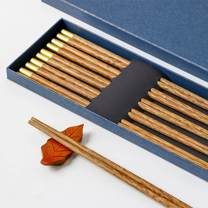 European and American Kefu chopsticks household wenge chopstick set, paint-free, wax-free, non-slip, high-temperature resistant solid wood fast-wood tableware