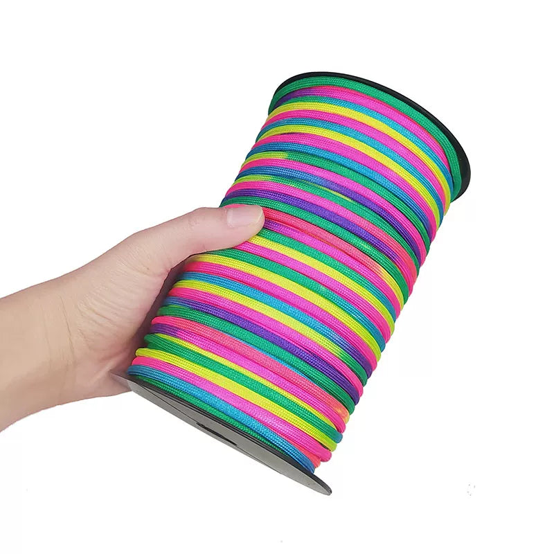 100 meters with seven cores rainbow gradient color umbrella rope braided wire 4mm bracelet bracelet diy material