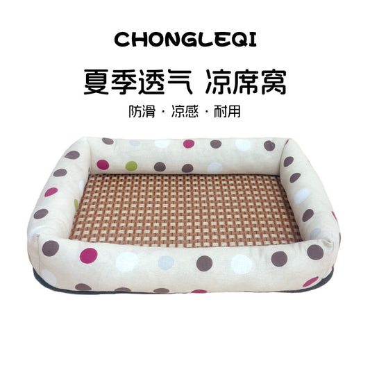 Cat kennel mat mat summer rattan ventilation cooling pet kennel small and medium-sized dog Pomeranian teddy Bichon kennel