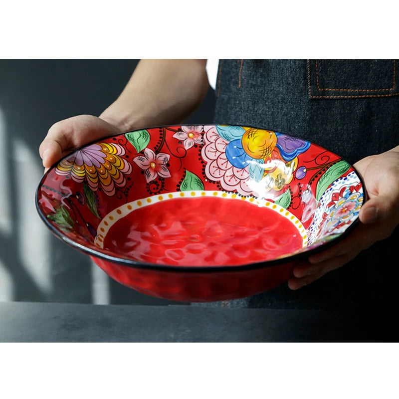 OMK Creative New Year Snack Bowl Home Fruit Salad Bowl Ceramic Large Sauerkraut Fish Bowl Personalized Restaurant Tableware