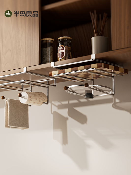 Kitchen cutting board rack, pot lid rack, cabinet wall cabinet, under shelf, cutting board, chopping board, wall hanging multi-purpose storage rack