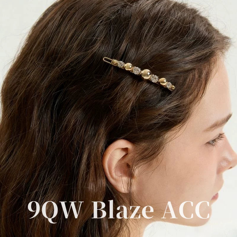 Light luxury gold bead rhinestone clip, high-end side broken hair bangs, niche design, exquisite broken hairpin hair accessories