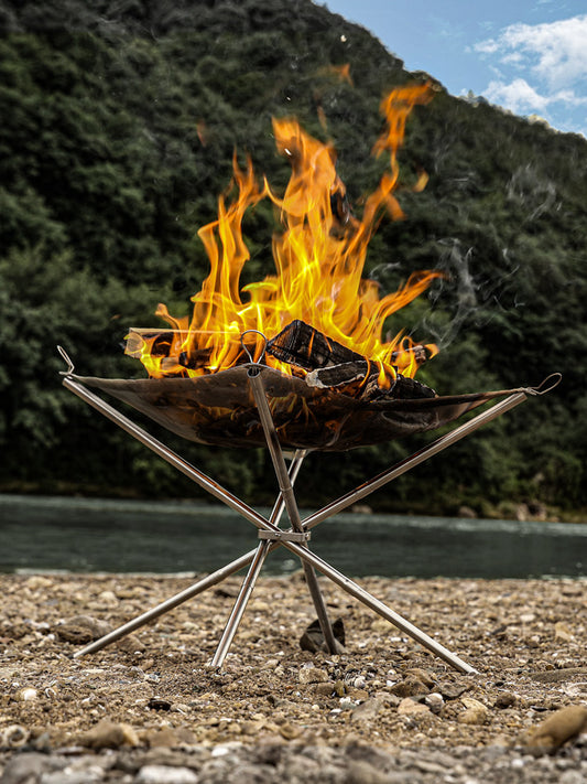 Portable, outdoor camping, fire stand, grill, stainless steel, ultra-light folding barbecue, campfire stove, wood stove