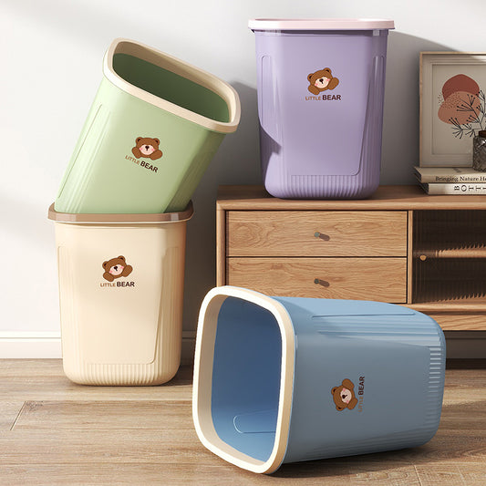 Square trash can for home use large capacity without lid pressure ring living room bathroom kitchen dormitory creative garbage basket wholesale