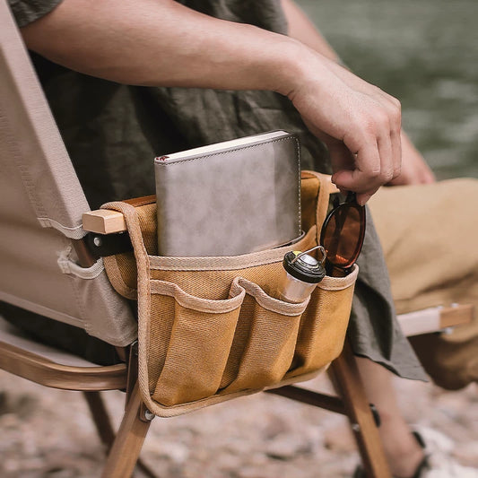 Outdoor Kermit Chair Armrest Hanging Bag Canvas Storage Bag Waterproof and Wear-Resistant Multifunctional Portable Office Chair Storage Bag