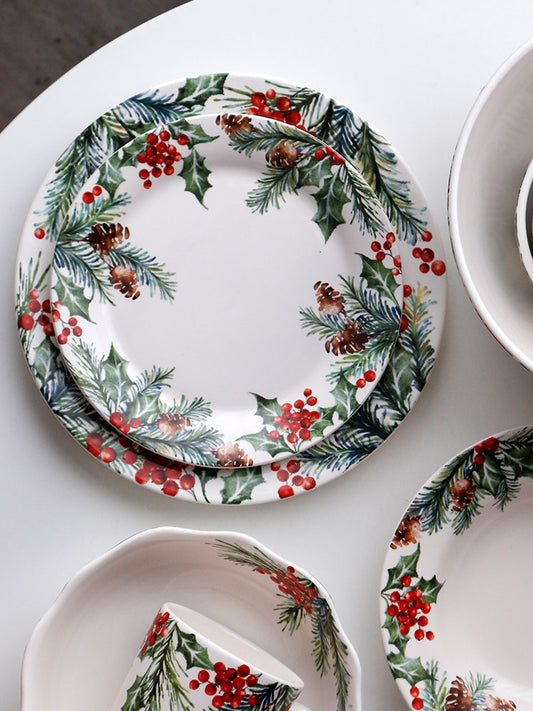 Creative ceramic plate dish plate home 2025 new Christmas tableware steak pasta dessert dinner plate