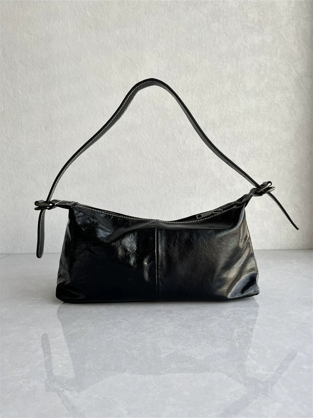 Foreign trade factory tail order high quality top layer oil wax cowhide underarm bag fashionable and versatile high-end one-shoulder women's bag