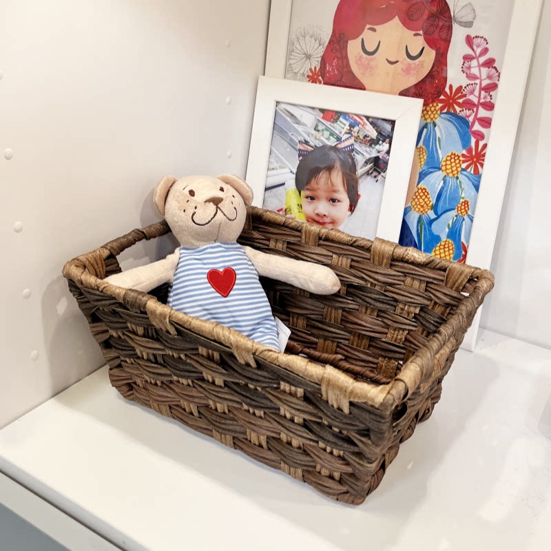 Creative imitation rattan storage box, desktop organizer, remote control basket, coffee table, entrance storage box, woven storage basket