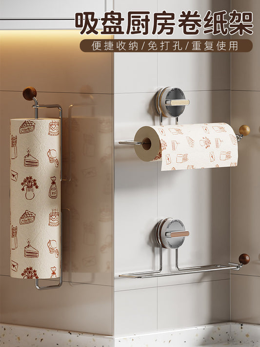 Suction cup kitchen paper towel holder no punching cabinet paper hanger disposable lazy rag plastic wrap hanger Y