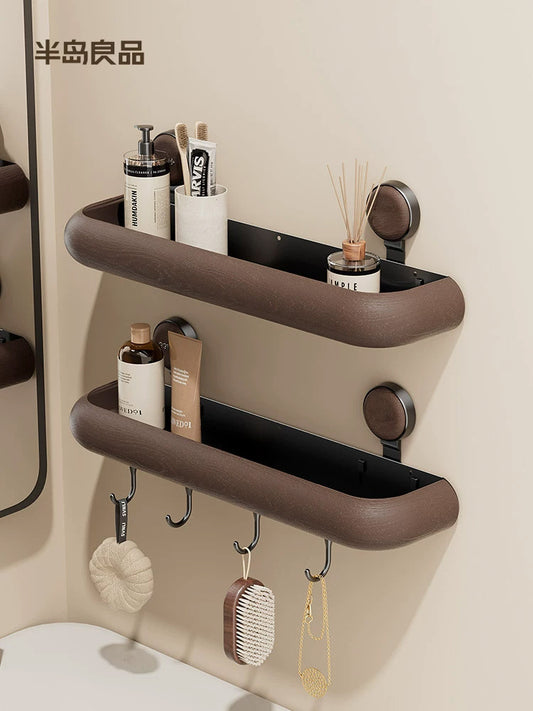 Bathroom plastic wood storage rack, bathroom washbasin, toilet wall, vacuum suction cup, no hole punching rack Y