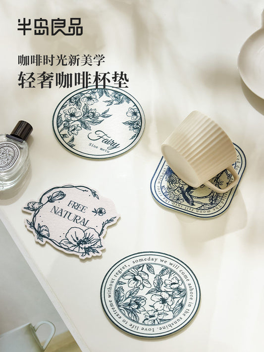 Light luxury coaster, absorbent coffee cup, high-quality saucer, ins-style, retro fabric, non-slip, household creative heat insulation pad