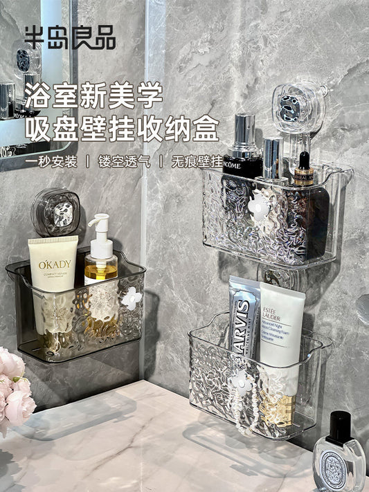 Suction cups, shelves, toilets, bathrooms, toilets, washstands, non-perforated storage boxes, wall-mounted cosmetics storage hanging baskets