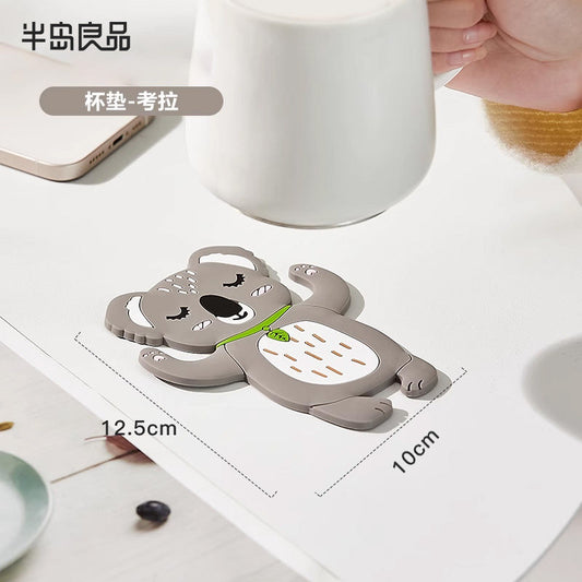 Cute cartoon silicone coaster, non-slip insulated table mat, tray mat, anti-scald, heat-resistant pad