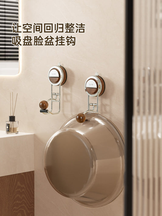 Suction cup basin storage rack free punching stainless steel bathroom bathroom toilet vintage wall mounted artifact hook