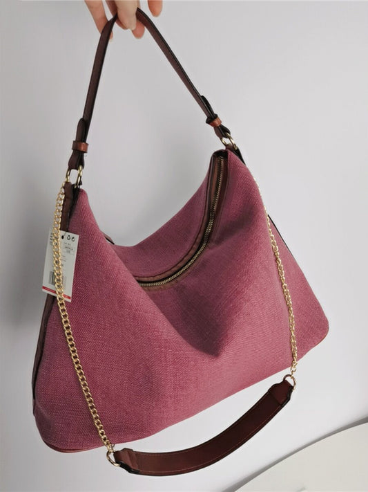 Canvas handbag, bucket bag, women's crossbody, large capacity commuter versatile shoulder bag, linen tote bag, factory clearance