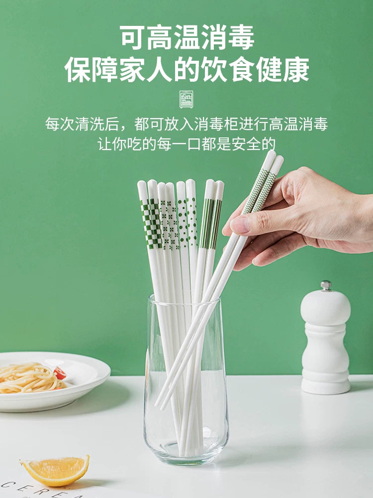 ins style ceramic chopsticks household high-grade high-temperature antibacterial and anti-mildew food-grade healthy tableware 5 pairs gift box