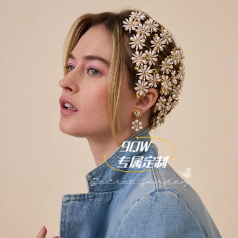 9QW homemade ins spring and summer new pearl flower hairpin women's high-end bangs clip side clip headdress hair accessories