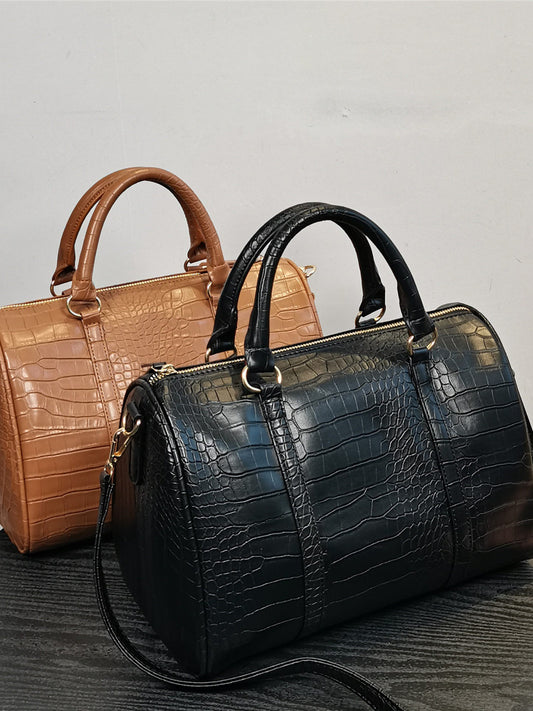 Pillow bag lady crossbody large capacity commuting versatile retro niche design bowling bag crocodile print handbag