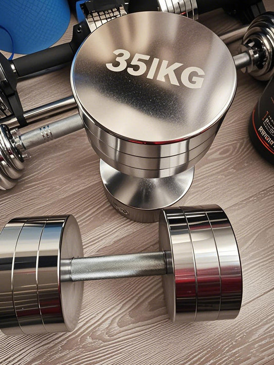 Pure Steel Electroplating Dumbbells Men's Gym Equipment Home 50kg Stainless Steel Solid Steel 100kg Barbell Small 1